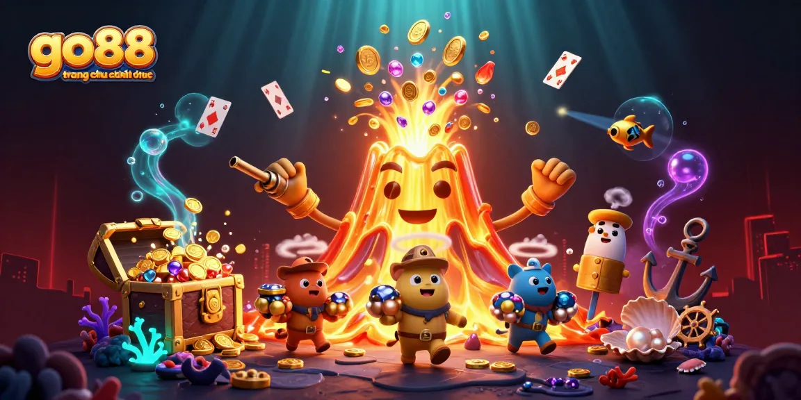 Experience the excitement of go88 trang chu chinh thuc with treasures and vibrant casino elements in this 3D scene.