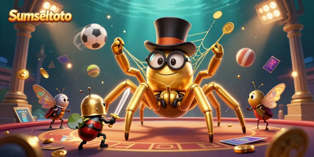 Experience thrilling gameplay with sumseltoto as your guide in this vibrant 3D casino scene.
