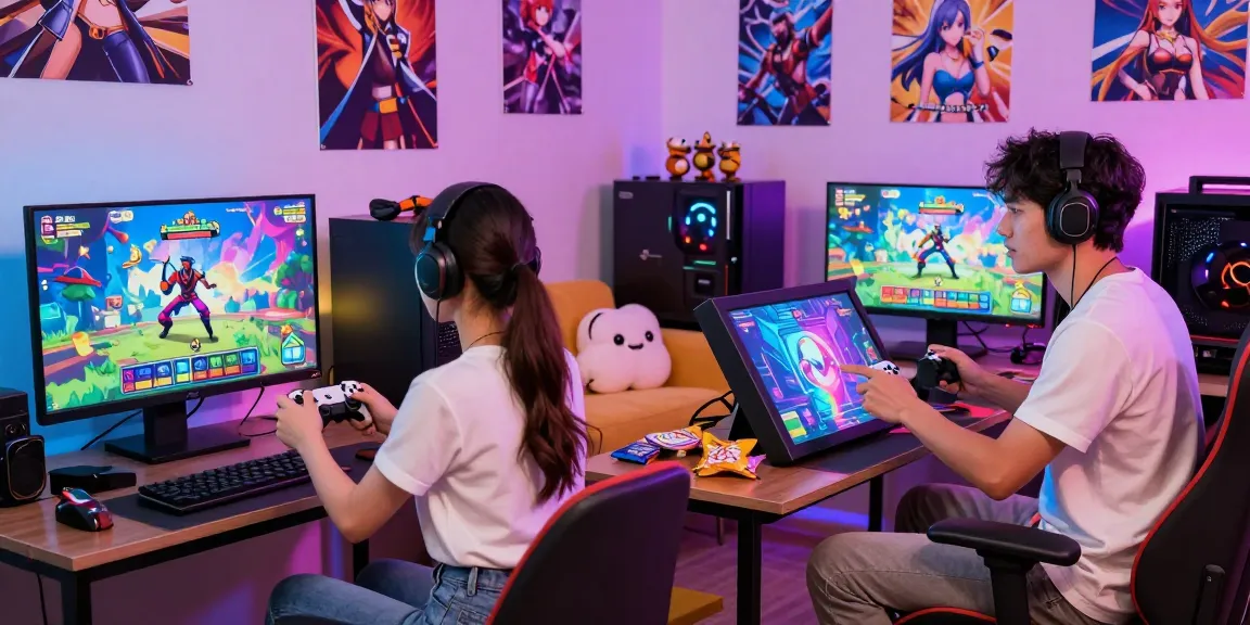 Adult gaming scene with characters from ecchigames in a vibrant, engaging environment.