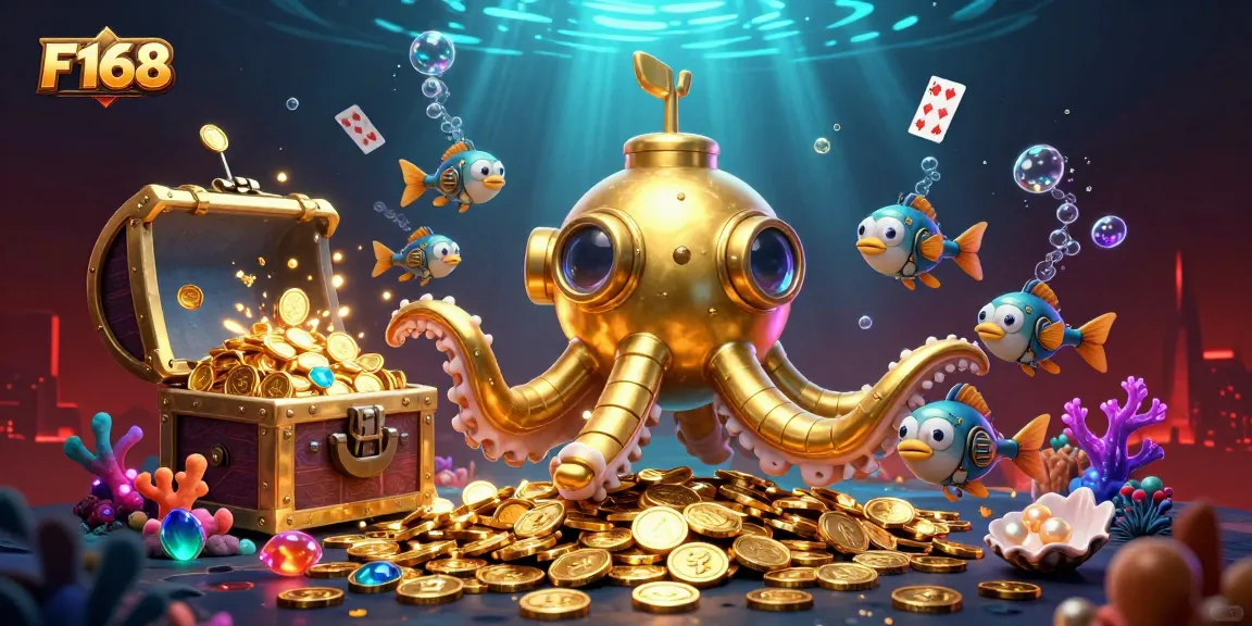 Experience thrilling fun with F168 in this vibrant, action-packed underwater casino scene.