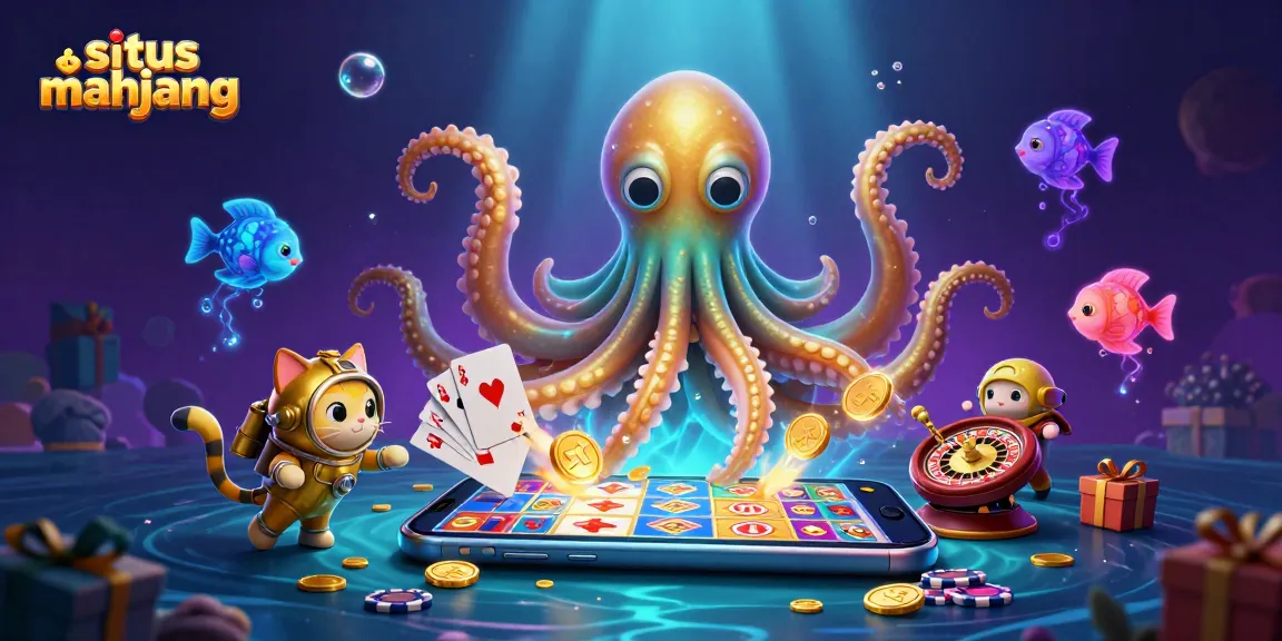 Engage with situs mahjong in an exhilarating underwater adventure with a kraken and diving cat!