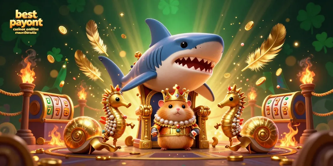 Discover the best payout casinos online Australia with vibrant 3D casino illustration showcasing Microgaming throne and guards.