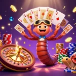 Experience excitement at wolfwinner with a 3D millipede dealer, roulette wheel, and golden coins.