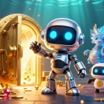 Experience excitement with go88, a thrilling 3D scene depicting vibrant casino elements and characters.